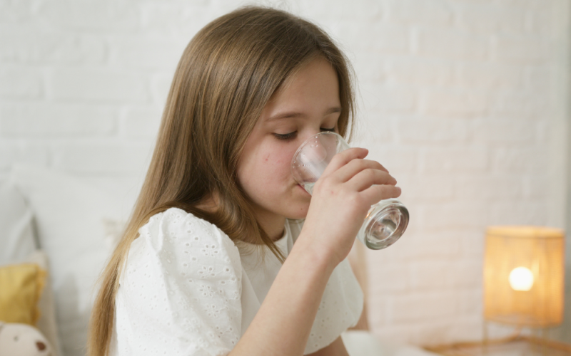 child drinking water