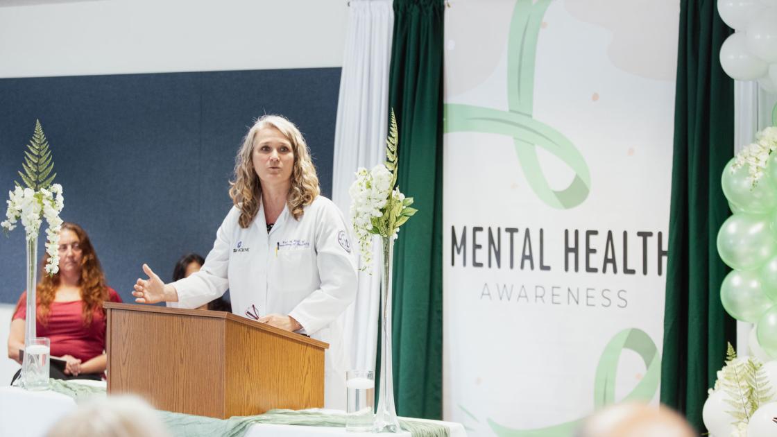 Dr. Kari M. Wolf speaks at the launch of the Packard Mental Health Center and SIU School of Medicine Psychiatry Residency Partnership ceremony